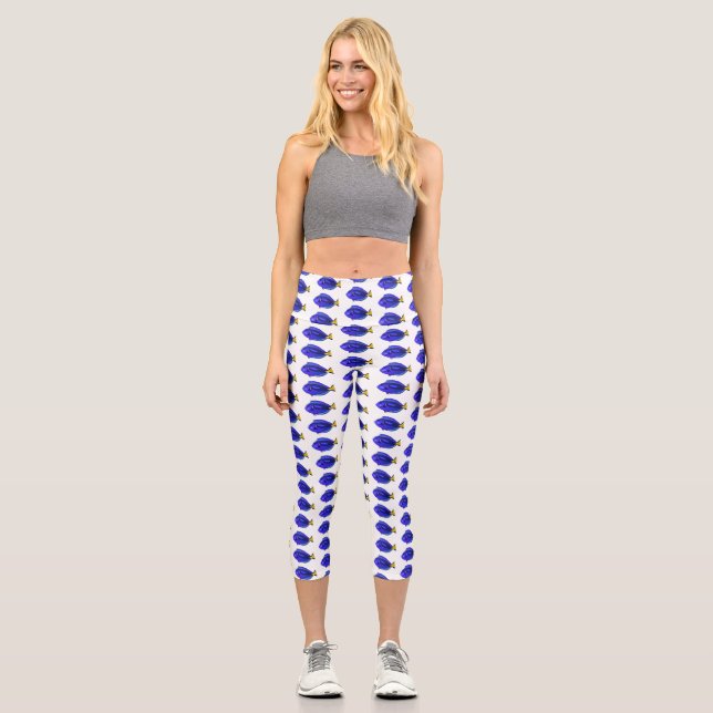 Leggings Capri Illustration du poisson de la cuve bleue (Recto)