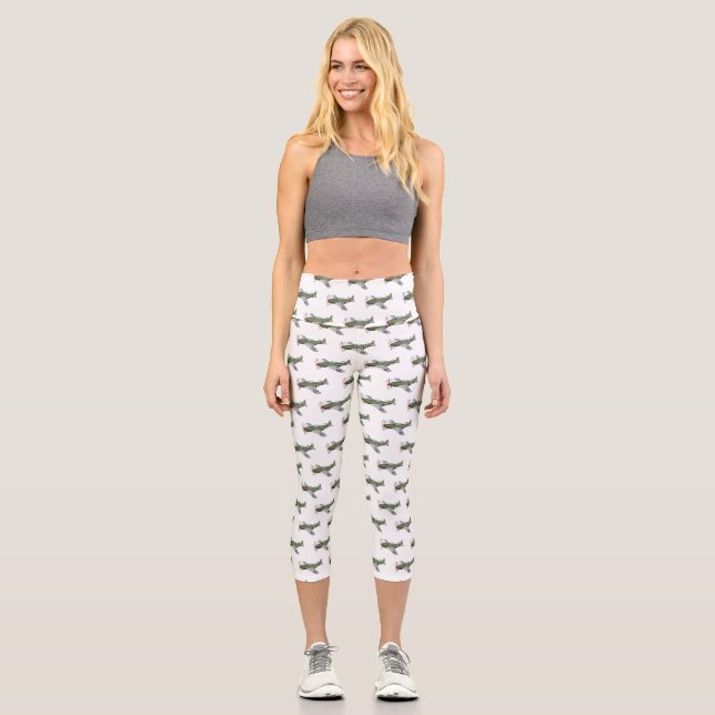 Leggings Capri Illustration d'un avion militaire (Recto)