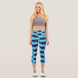 Leggings Capri Illustration d'un camion monstre bleu mou