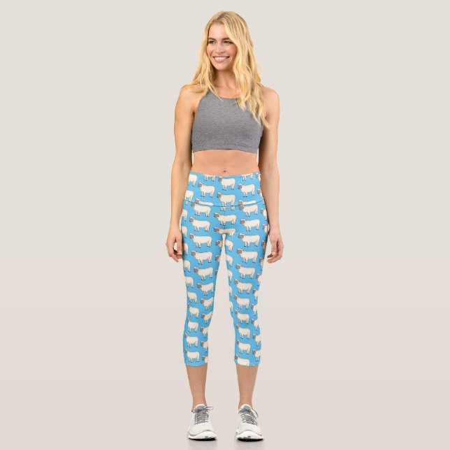 Leggings Capri Illustration d'un mouton joyeux (Recto)