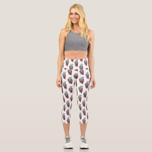 Leggings Capri Illustration d'un perroquet gris en Afrique