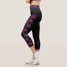Illustration Florale rose Capris haut taille