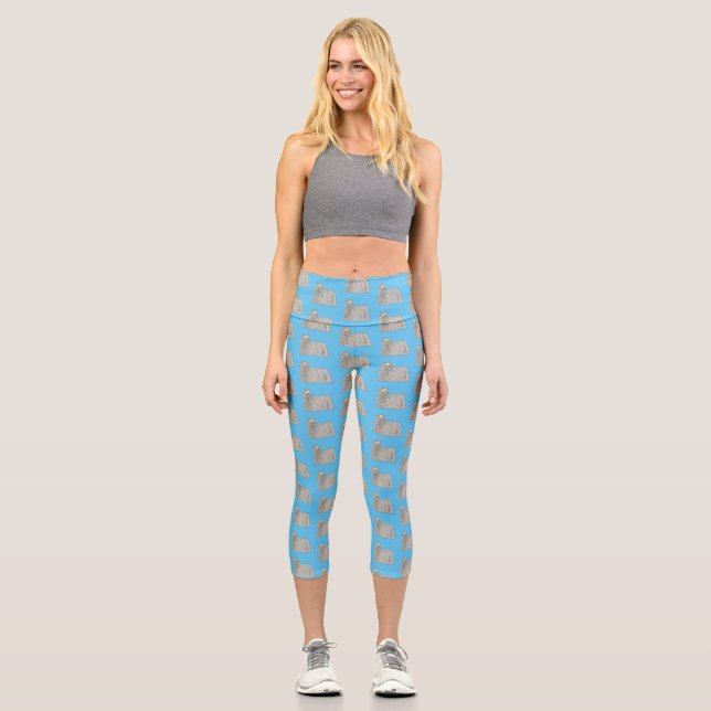 Leggings Capri Illustration Komondor pour chien (Recto)