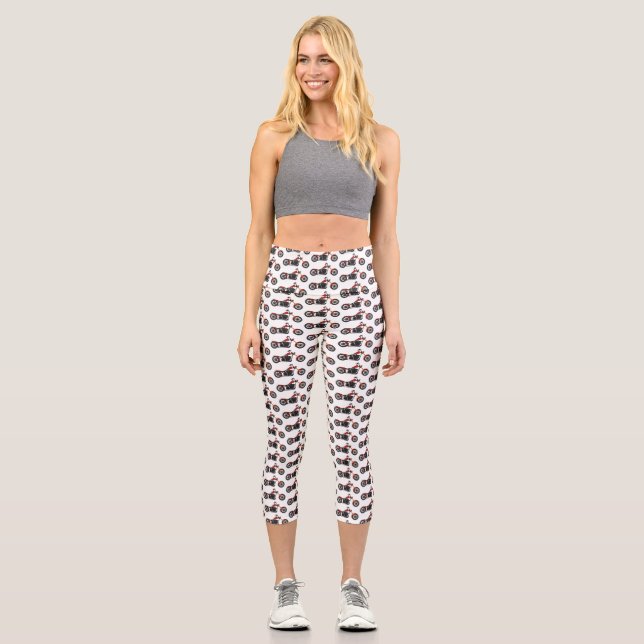 Leggings Capri Illustration motocyclette de style hélicoïdal (Recto)