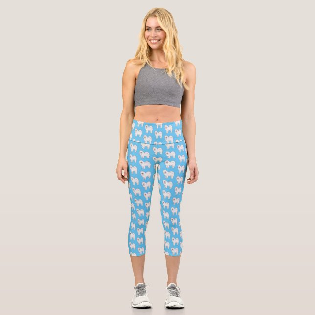 Leggings Capri Illustration Samoyed dog (Recto)