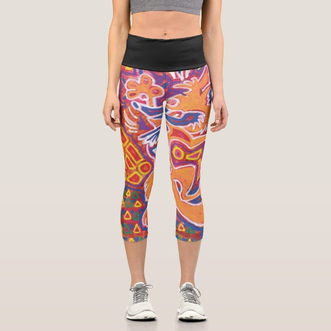 Leggings Capri Ilustración de Mola2 (Recto)