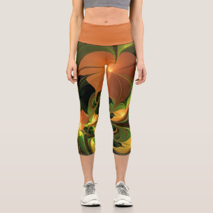 Leggings Capri Imaginaire Plante Abstrait rouille verte Brown fra