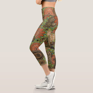 Leggings Capri Imaginaire poster de animal en terre cuite Paisley