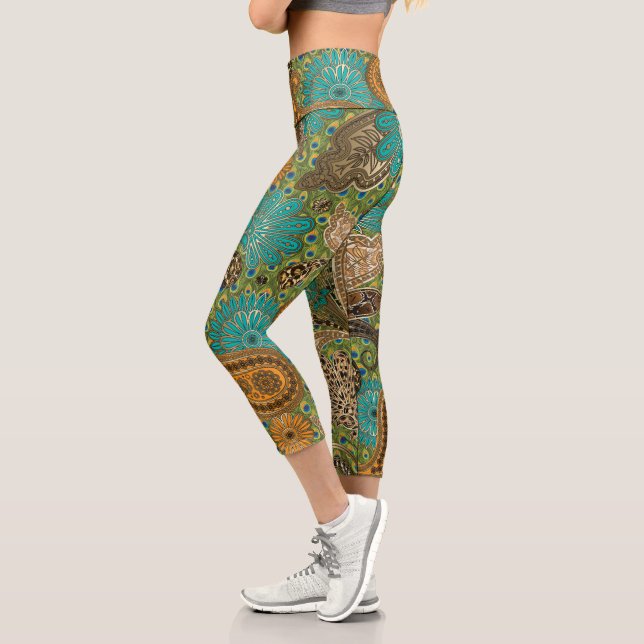 Leggings Capri Imaginaire poster de animal Paisley (Gauche)