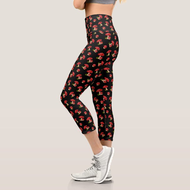 Leggings Capri Imaginaire Rouge Magique Champignons tachetés (Gauche)
