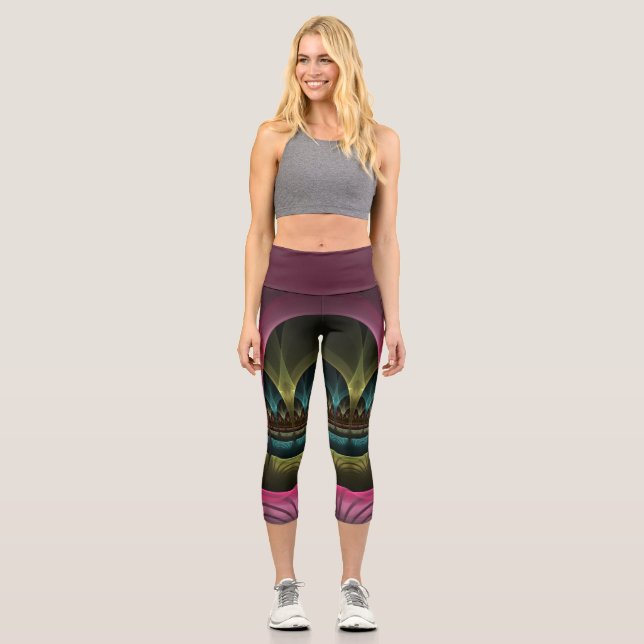 Leggings Capri Imaginaire spécial Motif Abstrait coloré Fractal (Recto)
