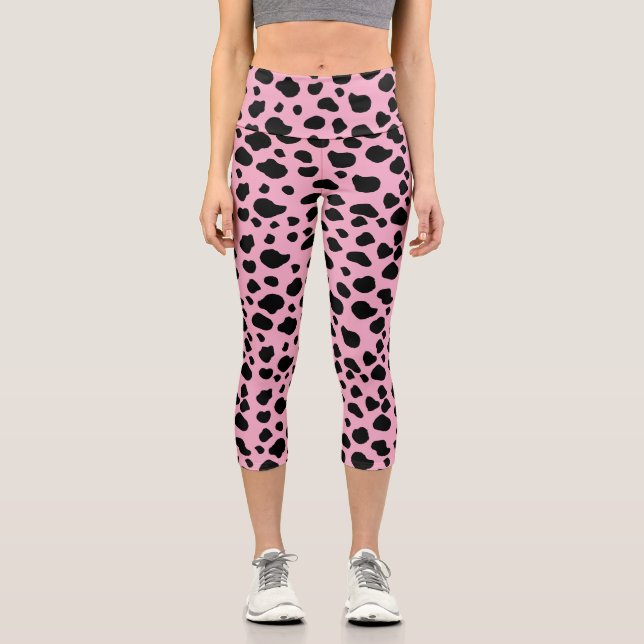 Leggings Capri Impression de vache, Motif de vache, Spots de vach (Recto)
