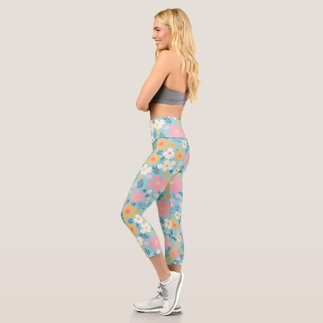 Leggings Capri Impression florale d'été (Gauche)