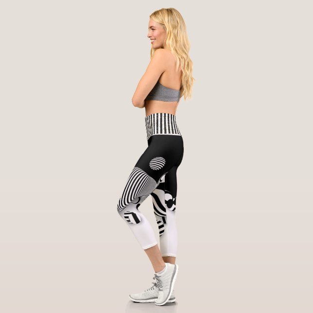 Leggings Capri Impression noir et blanc (Gauche)