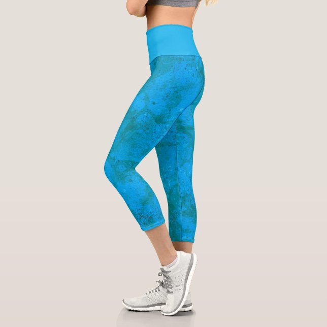 Leggings Capri Impression Turquoise tout-en-un de Capris mignonne (Gauche)