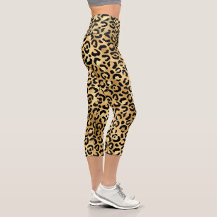 Leggings Capri Imprimé léopard Brun Noir Athleisure Fitness