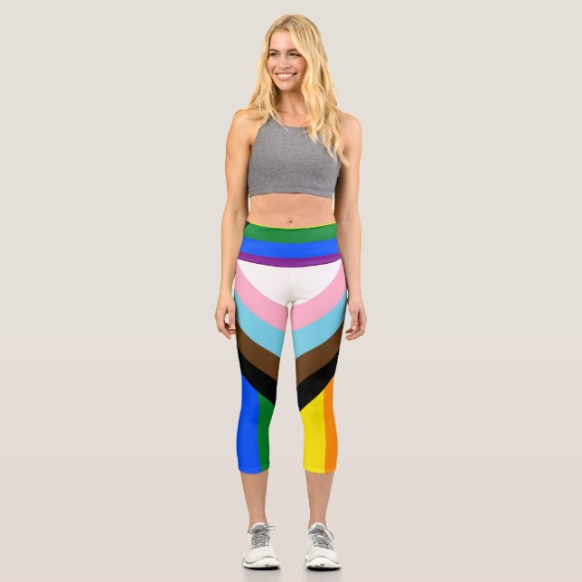 Leggings Capri Indicateur de fierté de progression LGBTQ+ (Recto)
