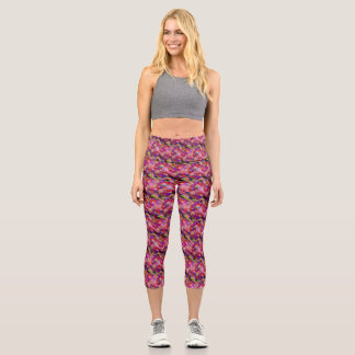 Leggings Capri indigo and purple artwork