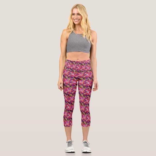 Leggings Capri indigo and purple artwork (Recto)