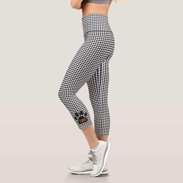 Leggings Capri INITIALES Empreintes de pattes Checkerboard Team S (Gauche)