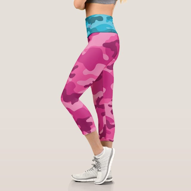 Leggings Capri INITIALES en Camo bleu rose pour son amusement col (Gauche)