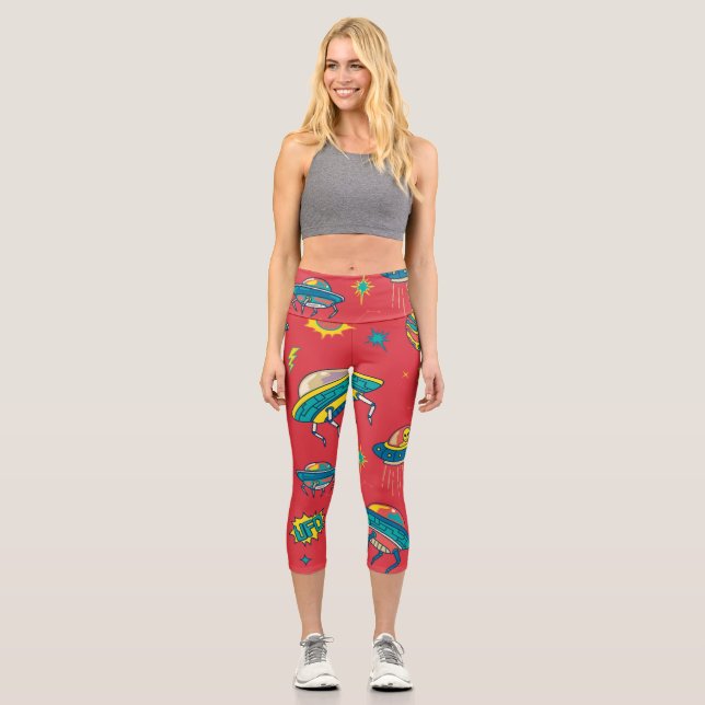 Leggings Capri Inventaires d'espace UFO rétro (Recto)