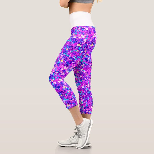 Leggings Capri Iridescente Fuchsia Star Parties scintillant Capri (Gauche)