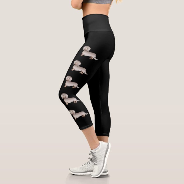 Leggings Capri Isabella et Tan Longue Chevelure Chiens de Dessin  (Gauche)