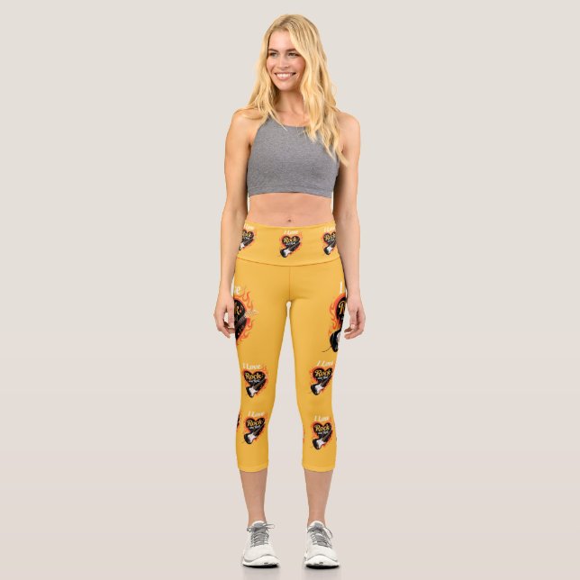 Leggings Capri J'aime le Rock & Roll, Guitare électrique (Recto)