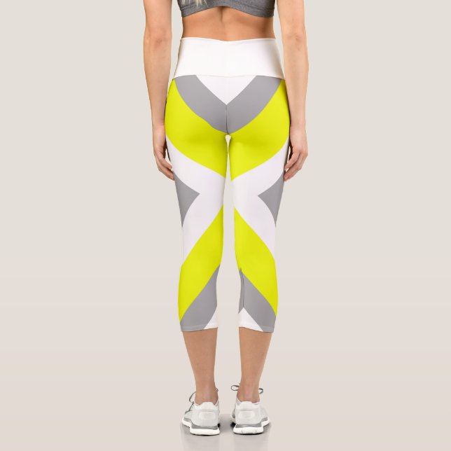 Leggings Capri Jambes Capri gris-jaune Abstrait (Verso)