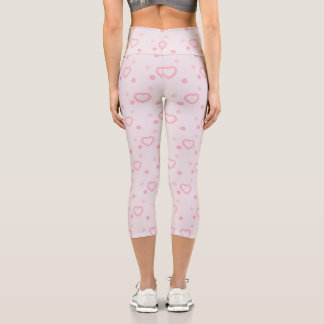 Leggings Capri Jambes de Capri de Coeur Rose Haut Taille pour les