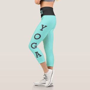 Leggings Capri Jambes de yoga bleu turquoise moderne