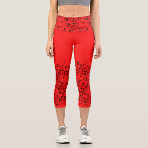 Leggings Capri Jambes de yoga Capri en encre noire rouge