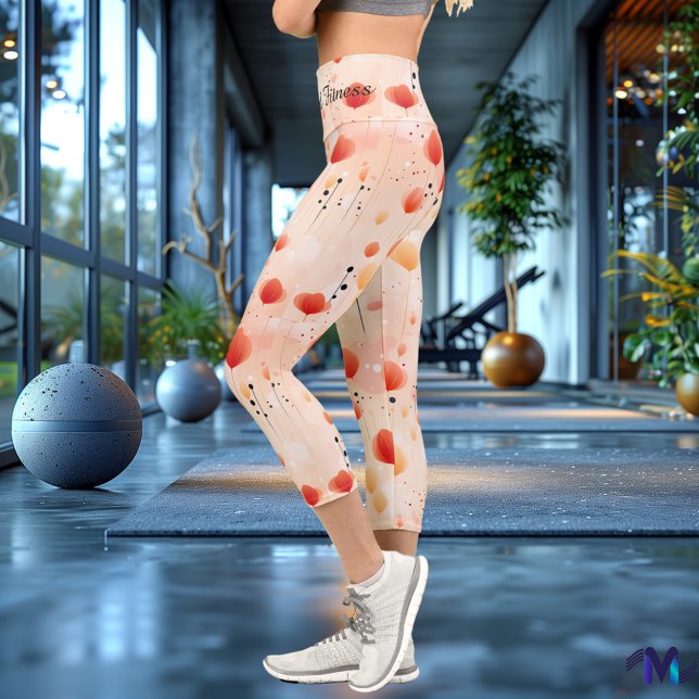 Leggings Capri Jambes florales Abstraites aux tons chauds (Créateur téléchargé)
