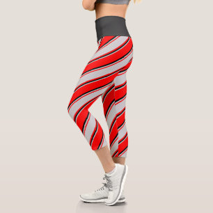 Leggings Capri Jambes rouge, gris clair et noir