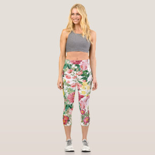 Leggings Capri Jardin de printemps Vintage Rose