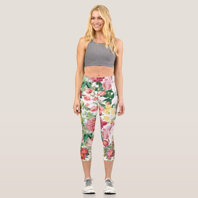 Leggings Capri Jardin de printemps Vintage Rose (Recto)