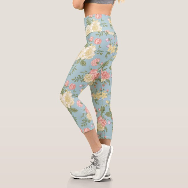 Leggings Capri Jardin Peony motif floral (Gauche)