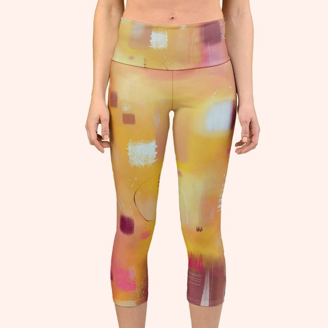 Leggings Capri Jaune Abstrait moderne (Abstract painting yellow capri pants yoga leggings)
