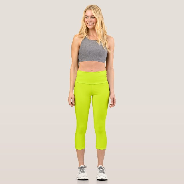 Leggings Capri Jaune Chartreuse uni (Recto)