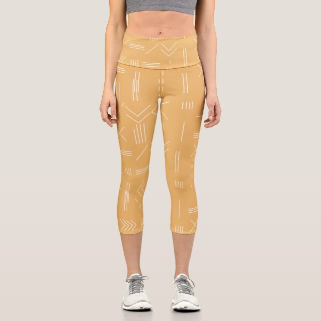 Leggings Capri Jaune moderne magnifique Motif géométrique (Recto)