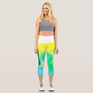 Leggings Capri Jaune Turquoise d'Art Abstrait