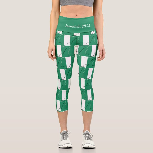 Leggings Capri Jérémie 29:11 | Patriotique | DRAPEAU NIGERIA (Recto)
