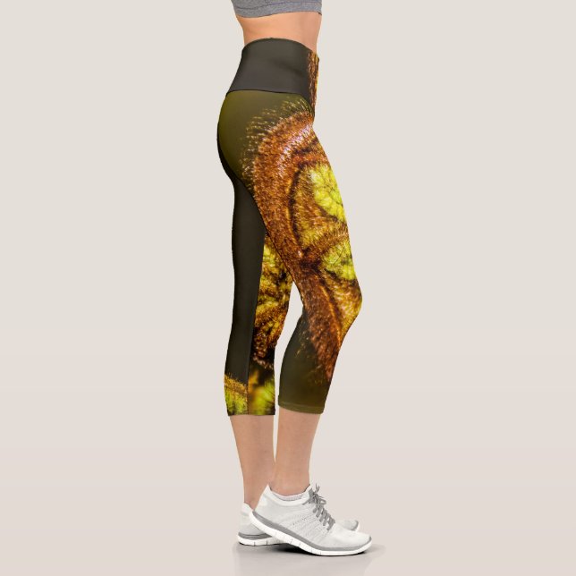 Leggings Capri Jeunes Feuilles de Fern (Droite)