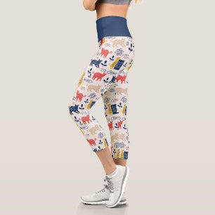 Leggings Capri Joli Chat Floral Botanique Coloré