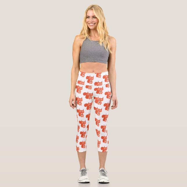 Leggings Capri Joli dessin animé d'écureuil roux (Recto)