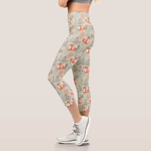 Leggings Capri Joli Doodle Fox Forest Motif de bois
