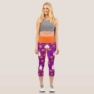 Leggings Capri joli halloween floral fantôme orange