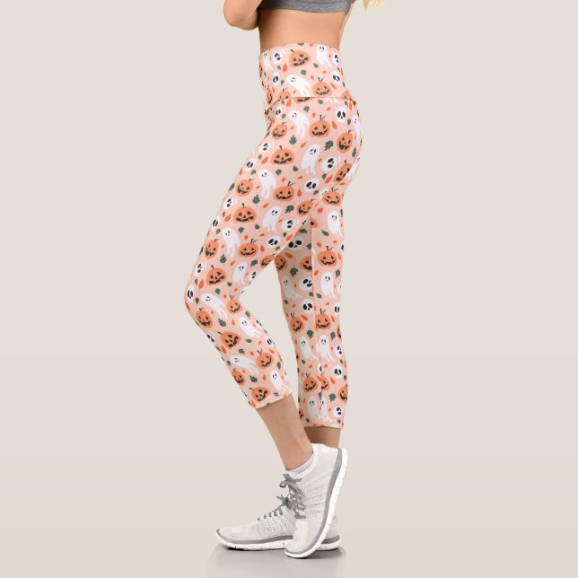 Leggings Capri Joli Jack-O-Lanterne et Motif fantôme (Gauche)