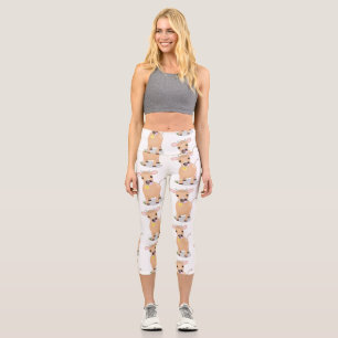 Leggings Capri Joli joli maillot de vache et dessin de fleurs